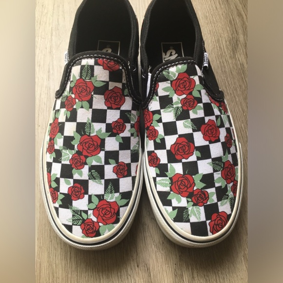 Vans Asher Checkerboard Roses Slip-On Women’s Size 7 - Picture 7 of 15